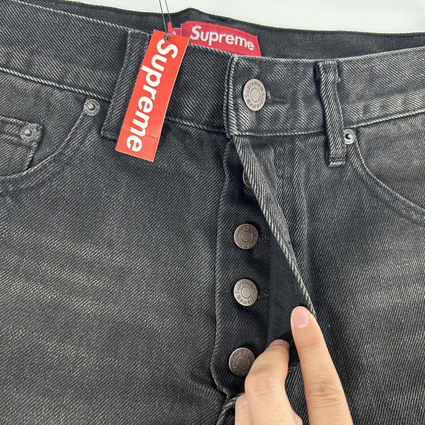 Supreme Baggy Jeans Distressed Loose Fit Selvedge