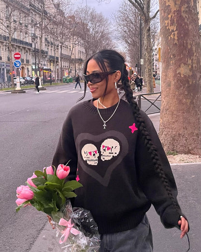 Broken P Skull Heart Sweater