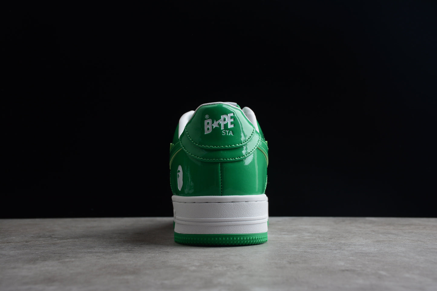 Bape Sta Cuir Verni Blanc Vert