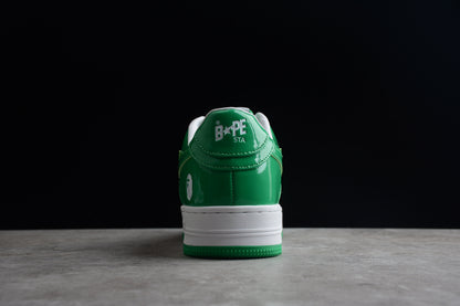 Bape Sta Cuir Verni Blanc Vert