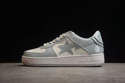 Bape Sta Patent Leather Gray and White