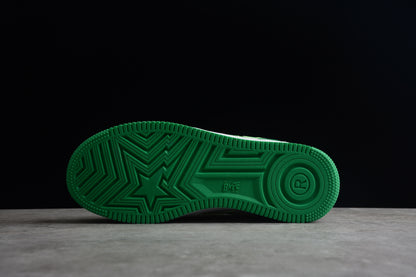 Bape Sta Cuir Verni Blanc Vert