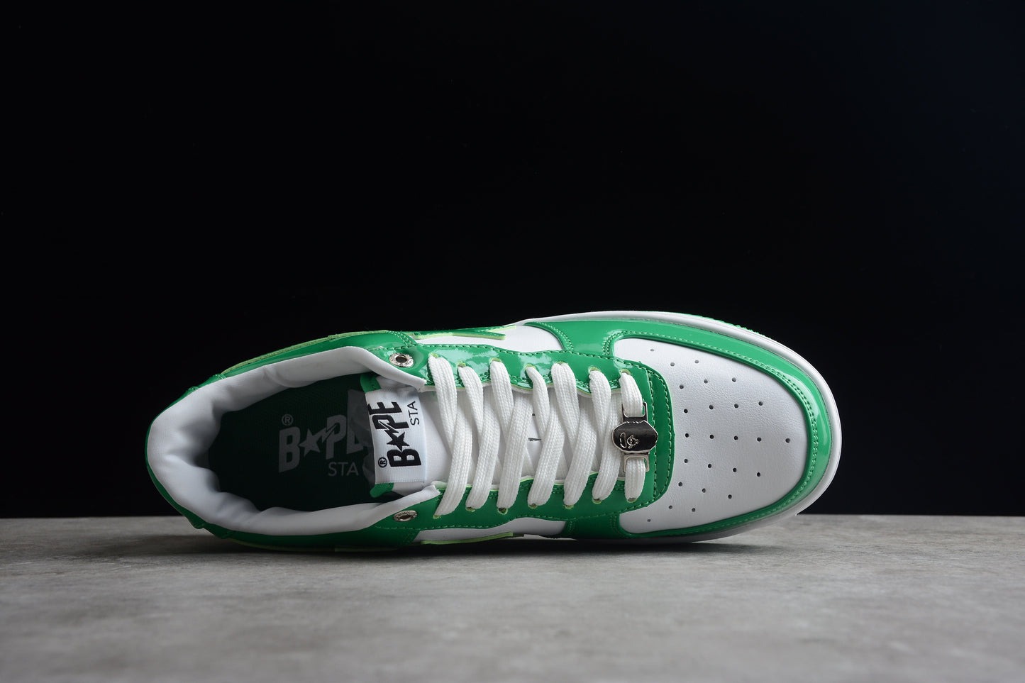Bape Sta Cuir Verni Blanc Vert