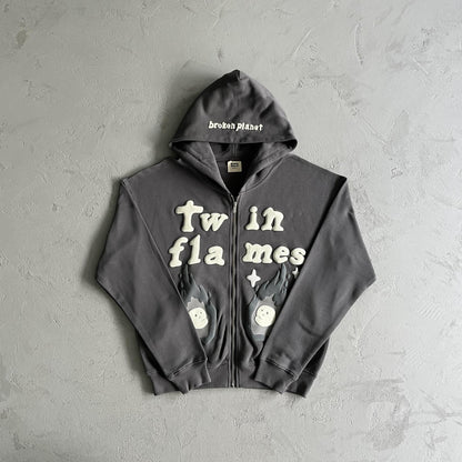Broken P Twin Flames Zip Up Hoodie