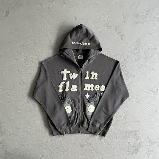 Broken P Twin Flames Zip Up Hoodie