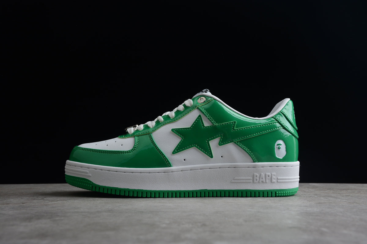 Bape Sta Cuir Verni Blanc Vert