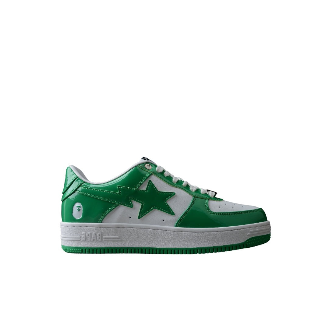 Bape Sta Cuir Verni Blanc Vert