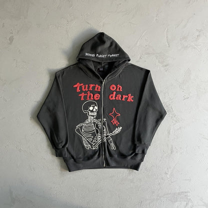Sweat à capuche zippé Broken P Skeleton