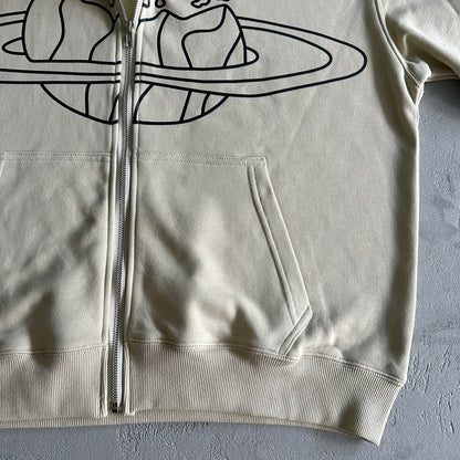 Sweat à capuche zippé Broken P Planet