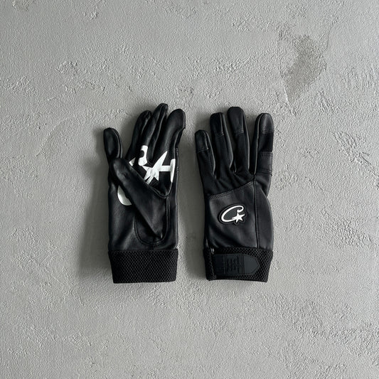 Gants en cuir noirs Corteiz