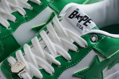 Bape Sta Cuir Verni Blanc Vert