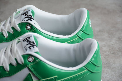 Bape Sta Cuir Verni Blanc Vert
