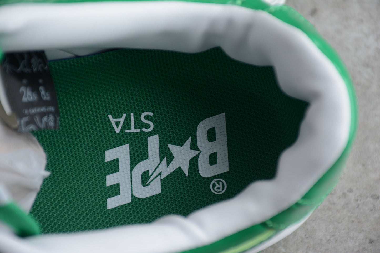 Bape Sta Cuir Verni Blanc Vert