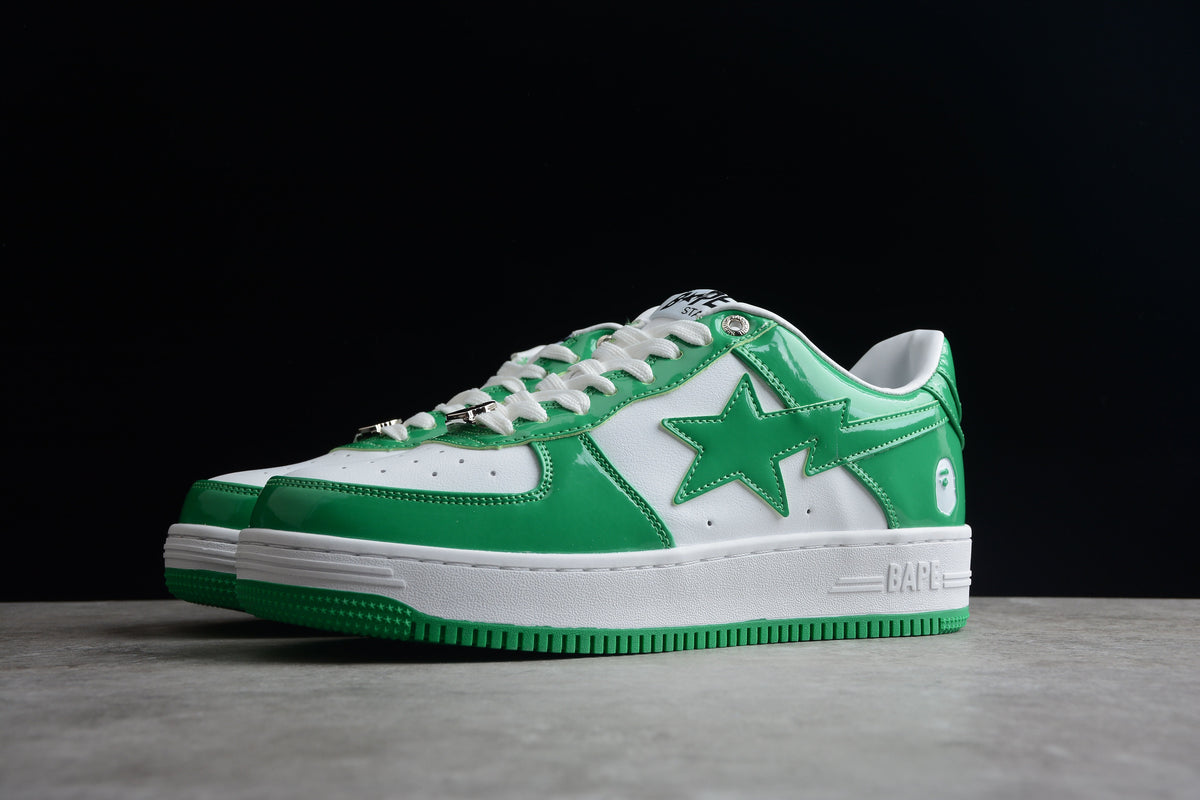 Bape Sta Cuir Verni Blanc Vert