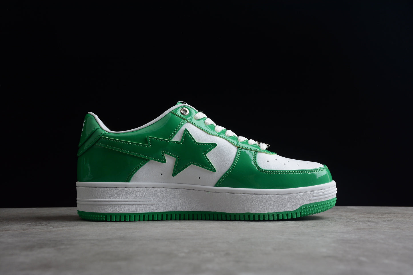 Bape Sta Cuir Verni Blanc Vert