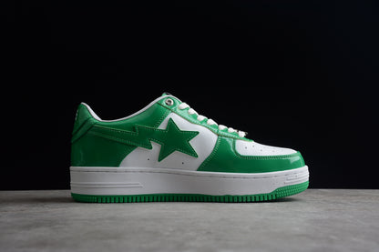 Bape Sta Cuir Verni Blanc Vert
