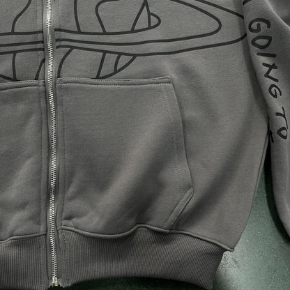 Sweat à capuche zippé Broken P Planet