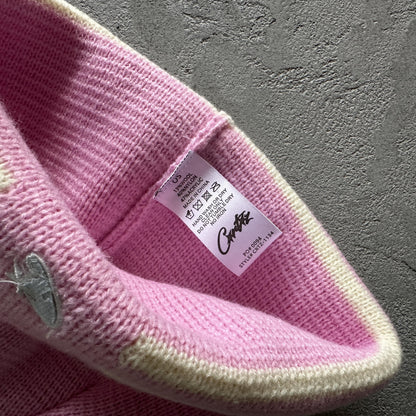 Bonnet à rayures en tricot Corteiz - Rose
