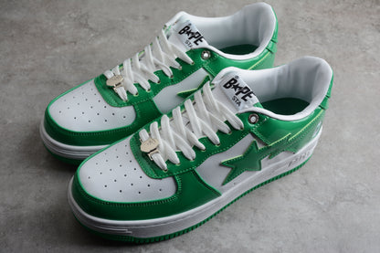 Bape Sta Cuir Verni Blanc Vert
