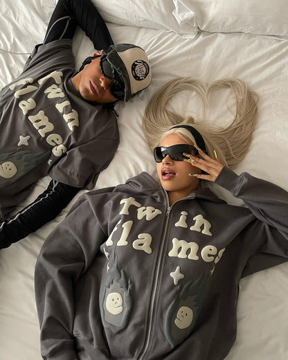 Broken P Twin Flames Zip Up Hoodie