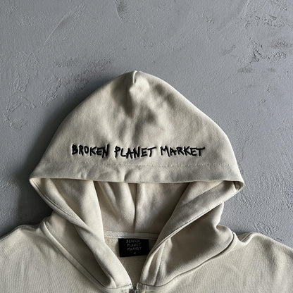 Sweat à capuche zippé Broken P Planet