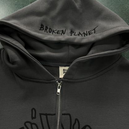 Sweat à capuche zippé Broken P Planet