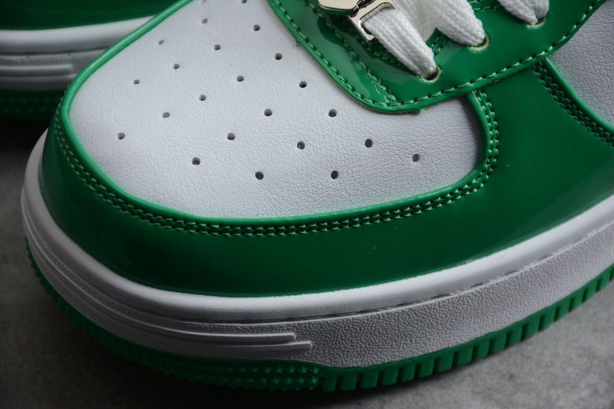 Bape Sta Cuir Verni Blanc Vert