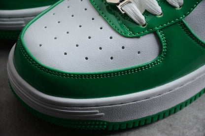 Bape Sta Cuir Verni Blanc Vert